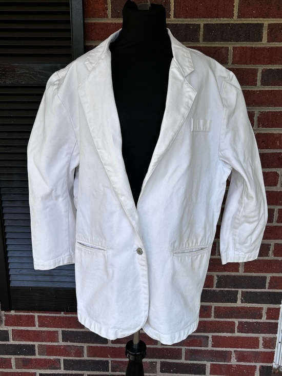 Jordache Jackets & Blazers - Vintage Womens 80s Jordache White Denim Blazer Jacket size Large ECU Retro